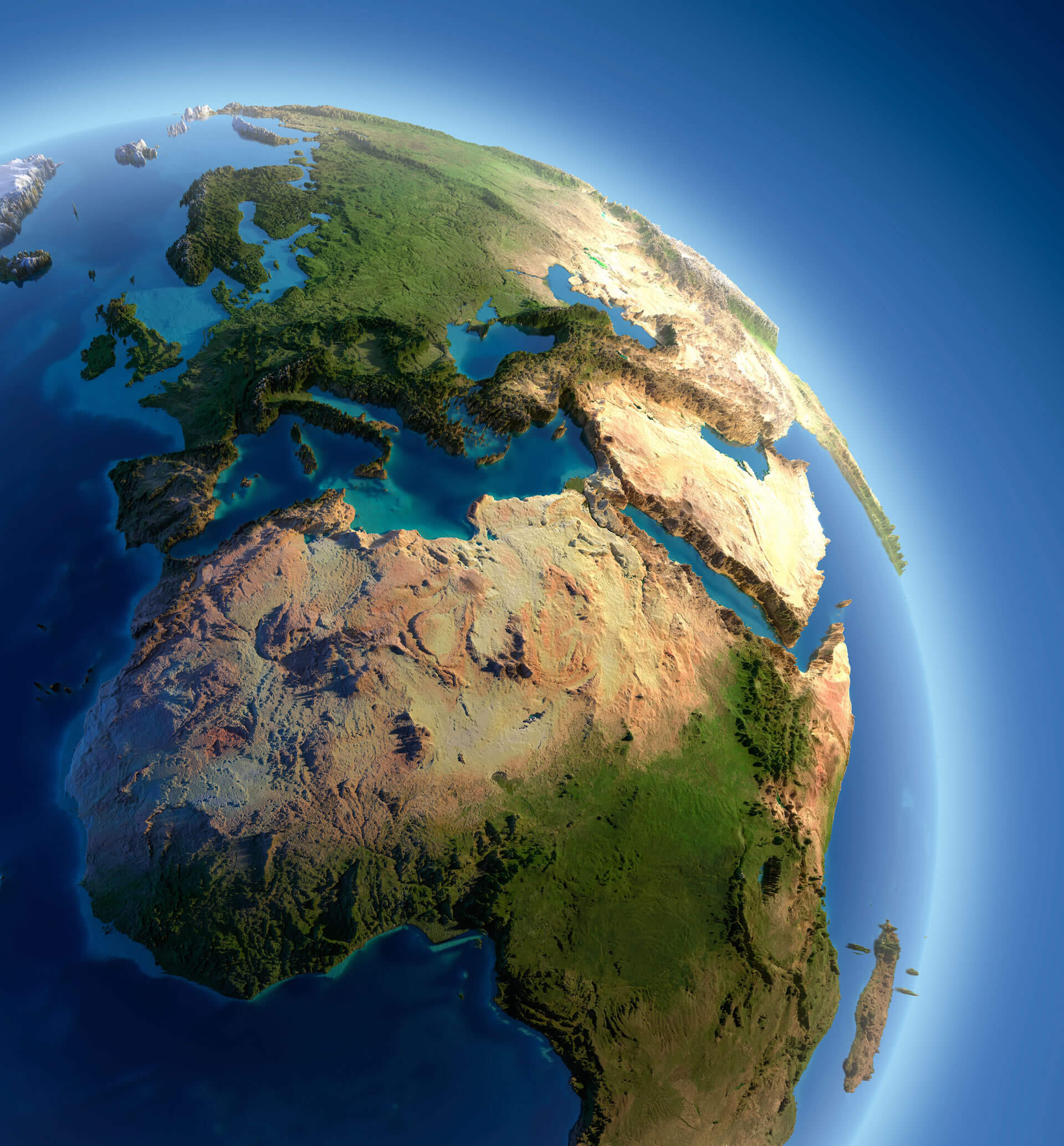 Afrika ve Dünya Yüksek Çözünürlüklü Rölyef Haritası